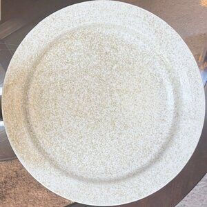Vintage Stoneware 12" Plate w Speckled Pattern from Fred Evangel Pottery 1970's